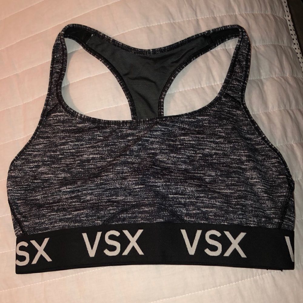 VS Sport L Heathered Black White Sports Bra
